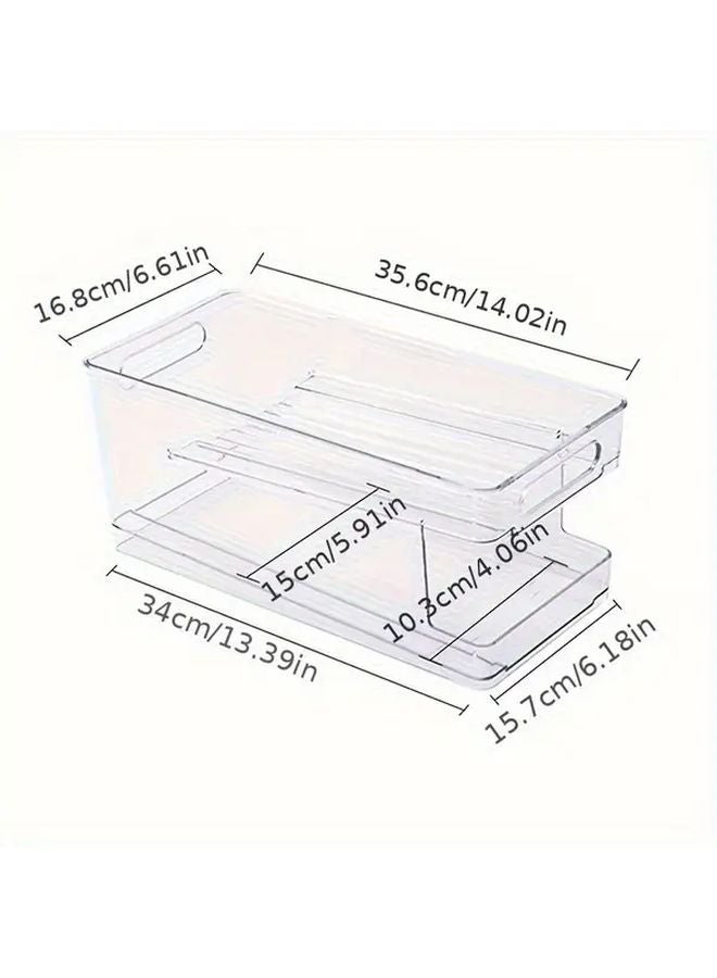 1pc Portable Refrigerator Organizer Automatic Filling Sorting Double Layer Drawer Storage Rack - Image 3